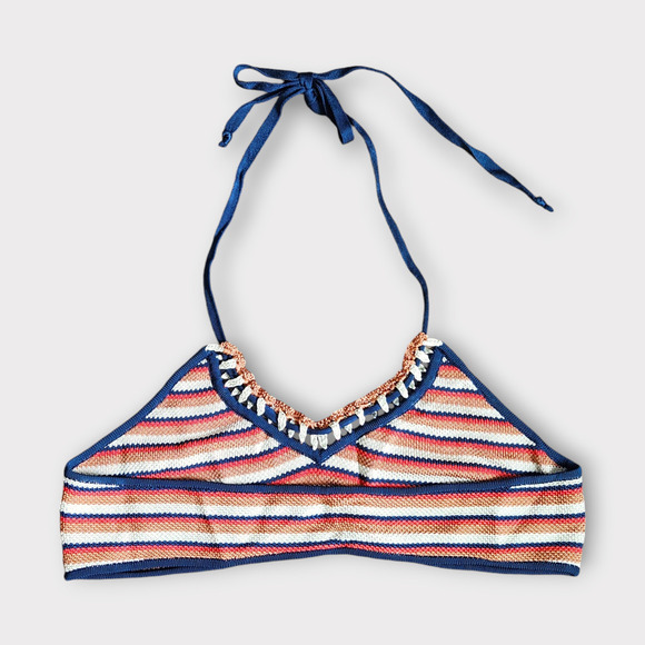 Solid & Striped/ x Re/Done The Woodstock Bikini Top Size L Crochet Halter Boho - Picture 5 of 8
